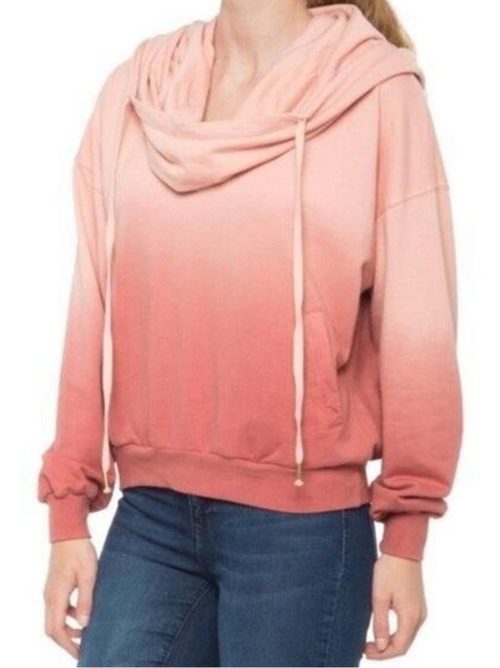 Young Fabulous & Broke Ombre Dusty Rose Drawstring Hooded Pullover Womens XS